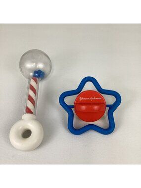 Johnson and Johnson Baby Toys Rattle Star Spinner Vintage 1970's Made in USA